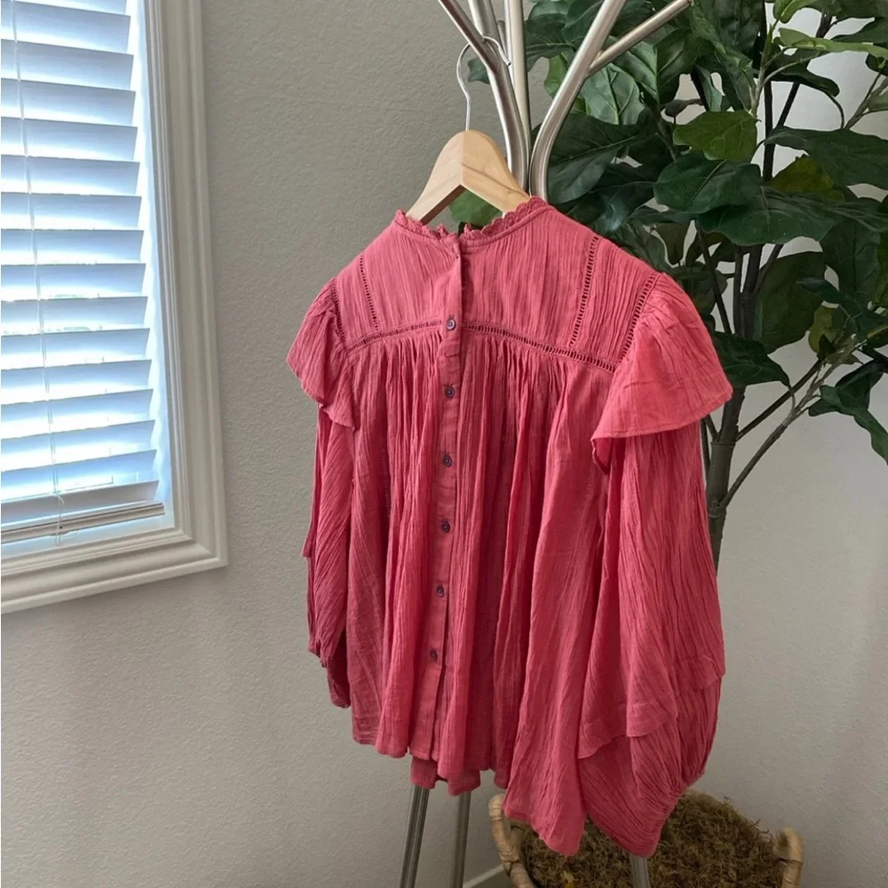 Free People | Balloon Long Sleeve Peasant Blouse - Rose Pink